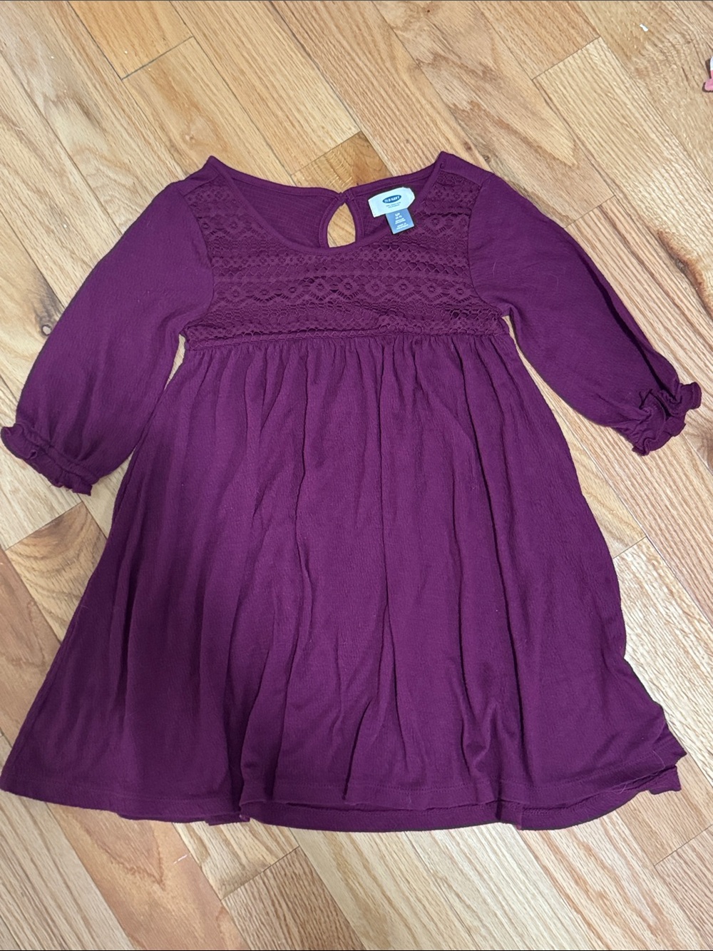 Old Navy Plum Lace Yoke Long Sleeve Dress
